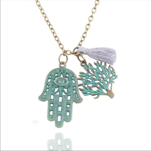 Jewelry - Hamsa Tree of Life Turquoise Necklace